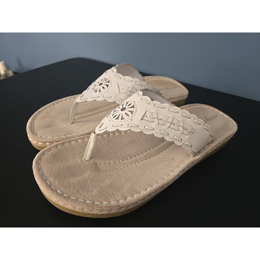 Easy Spirit Womens Brodieyv Big Thong Sandals 10M White flip flop‎
